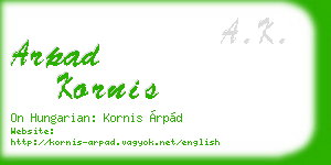arpad kornis business card