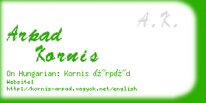 arpad kornis business card